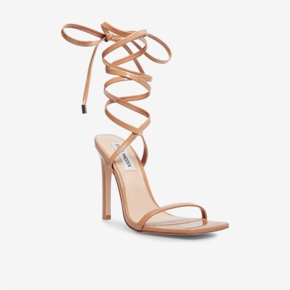 Steve Madden Shoes - Steve Madden UPLIFT CAMEL Nude Tie Up Heels 👠 size 7